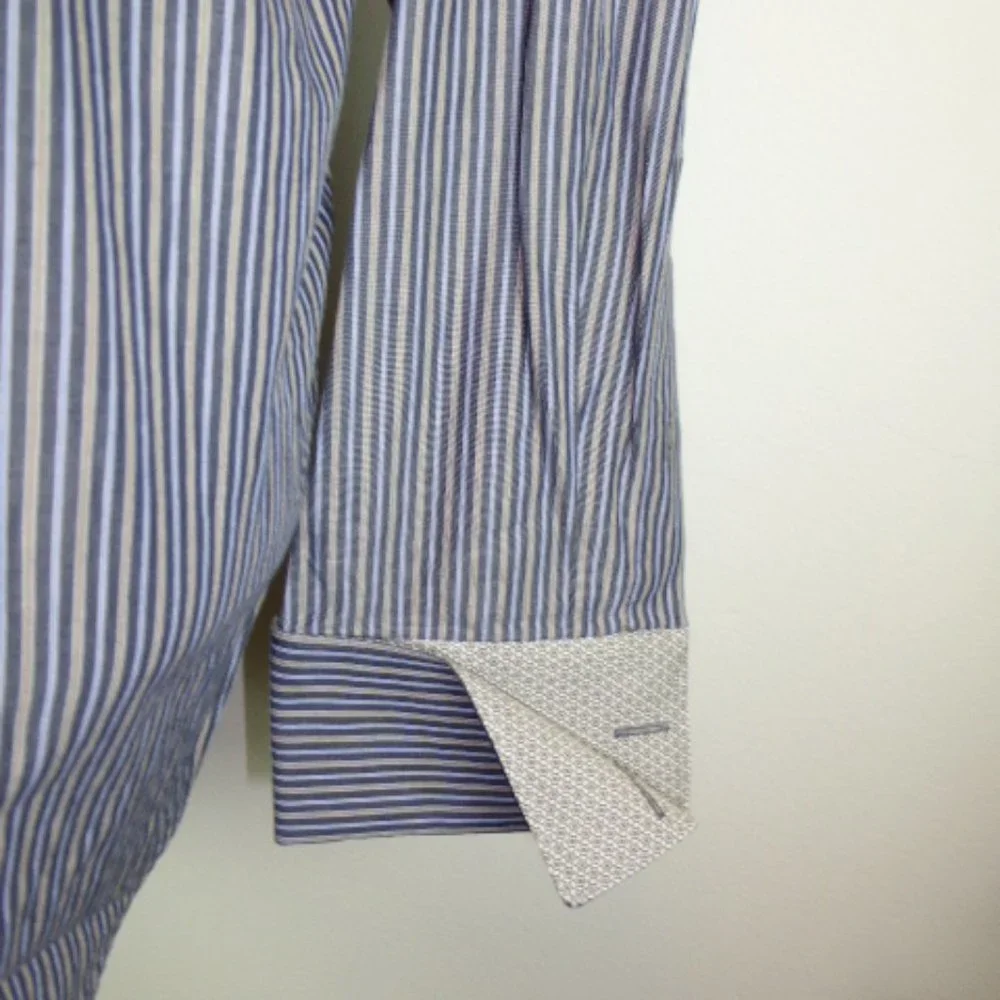 BANANA REPUBLIC slim fit stripe FRENCH CUFF L contrast cuff 16.5